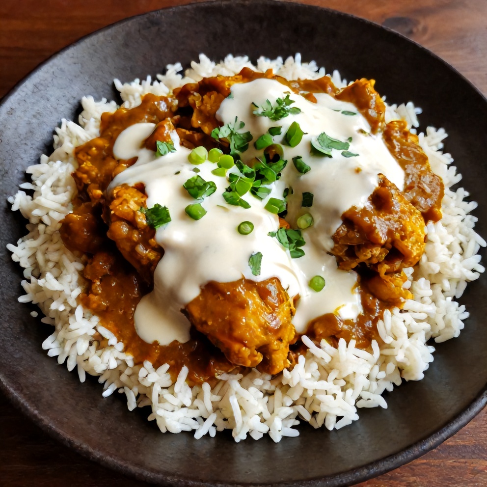 Plated Jamaican Curry Chicken