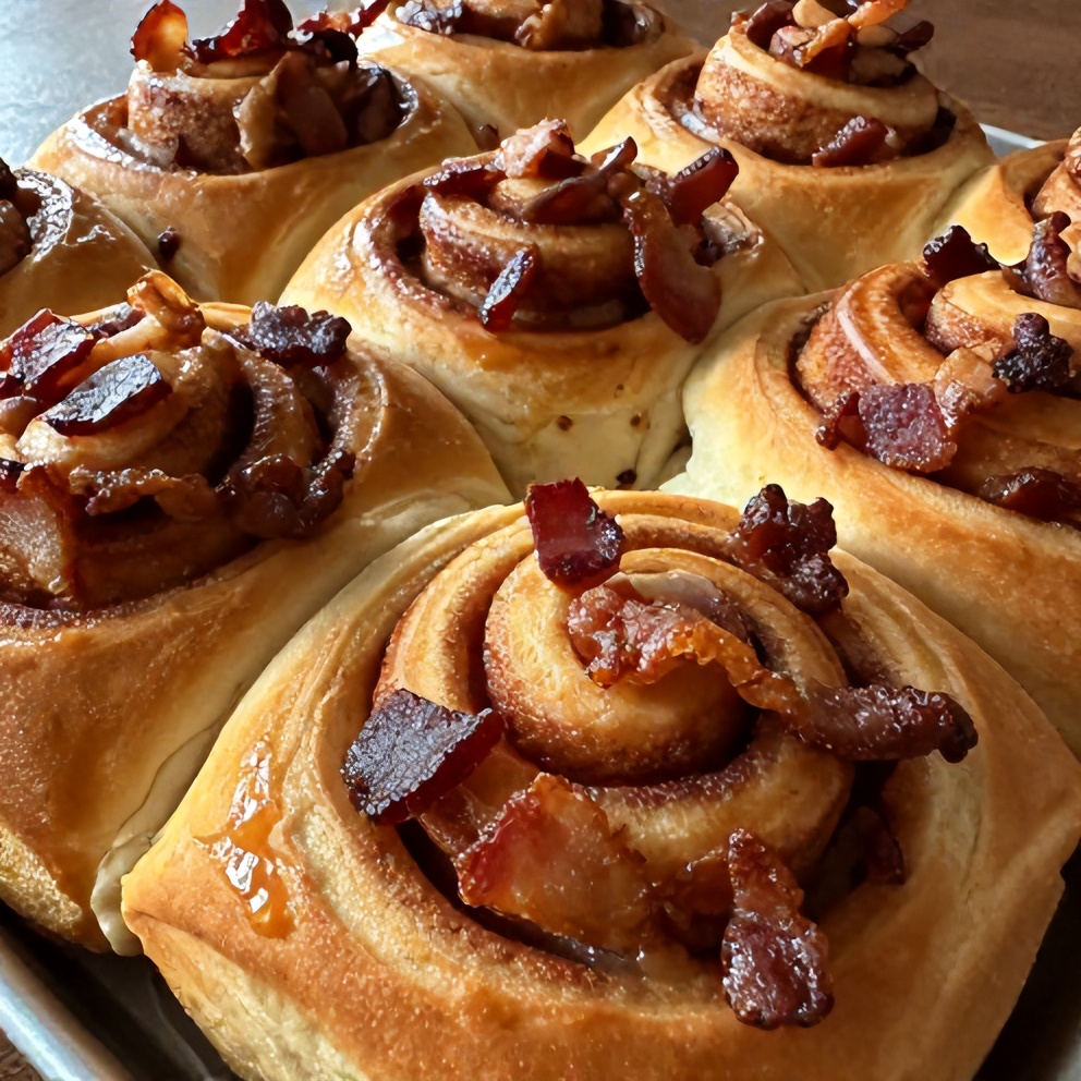 bourbon maple bacon cinnamon rolls