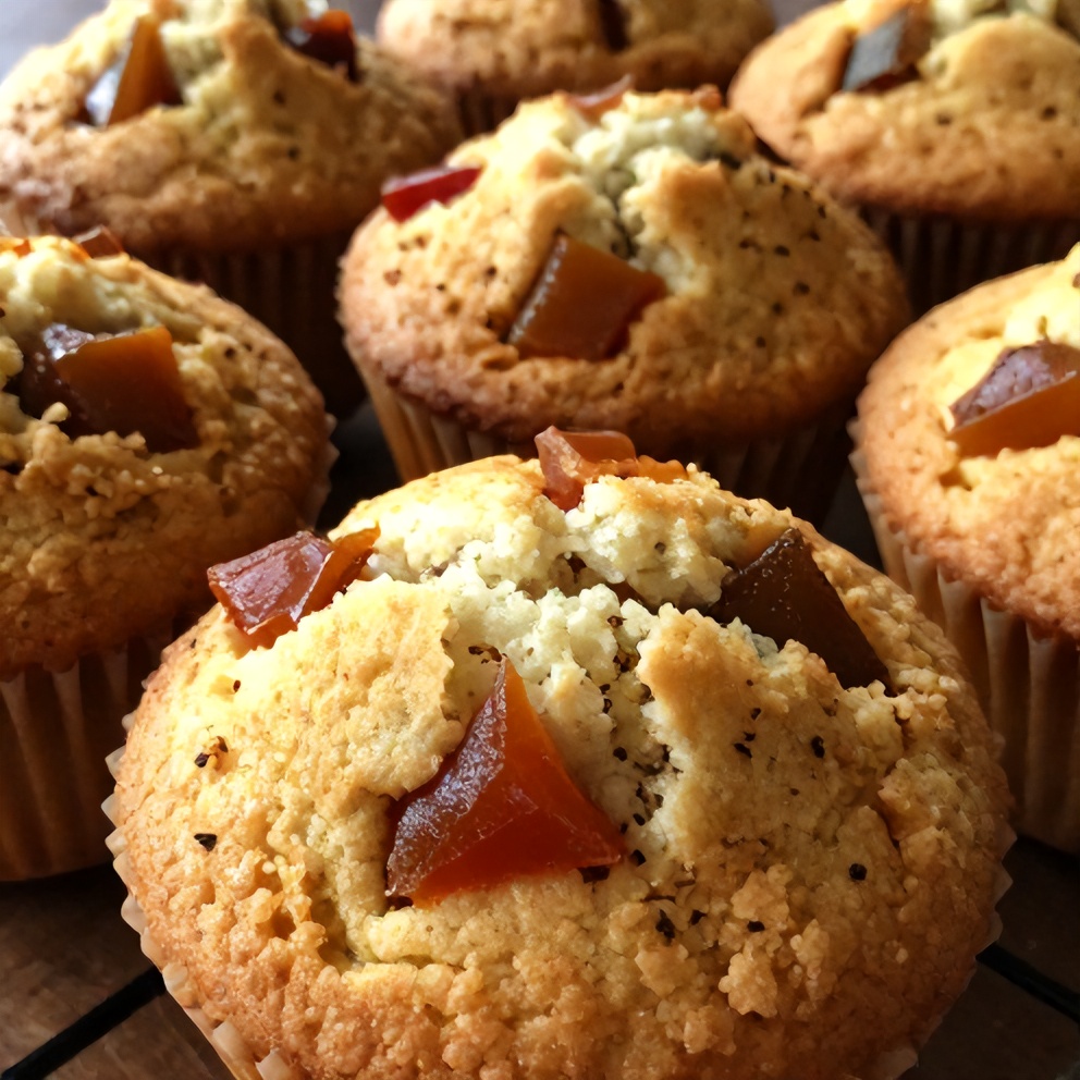 Caramelized Rhubarb Muffins