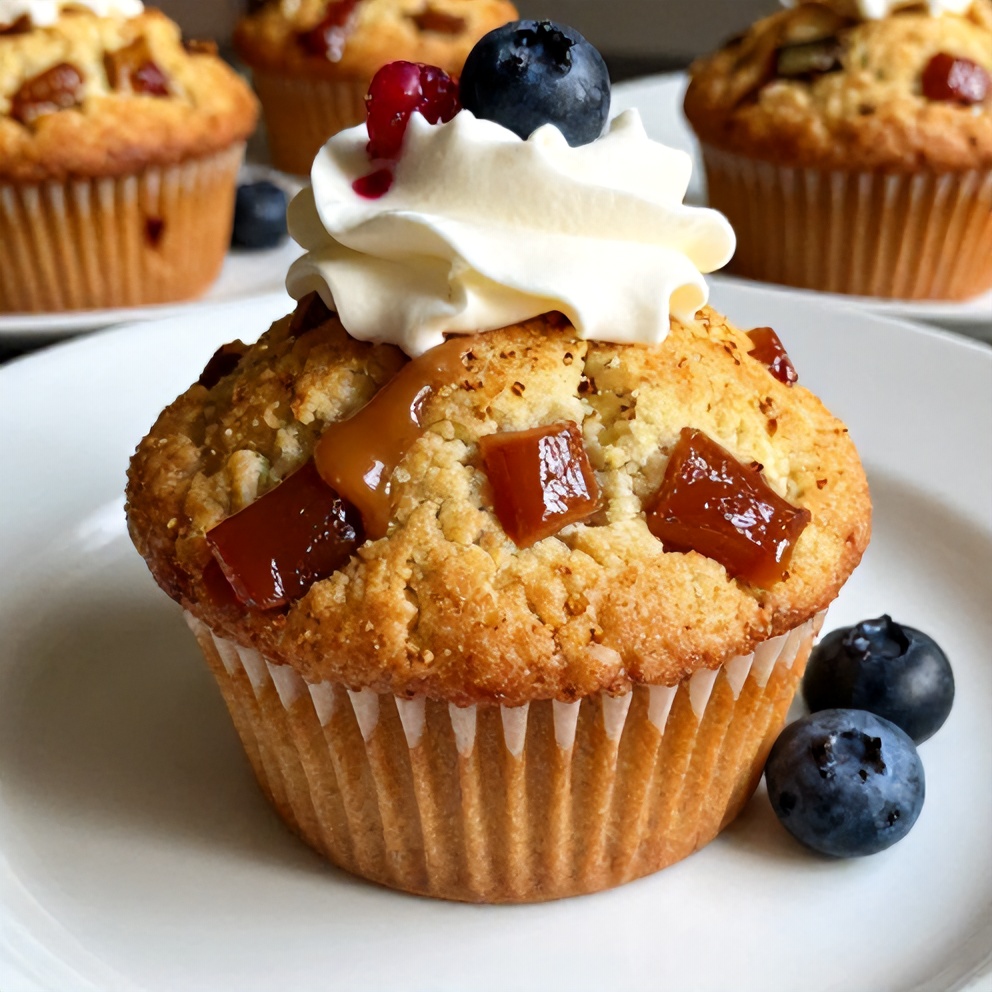 Plated Caramelized Rhubarb Muffins