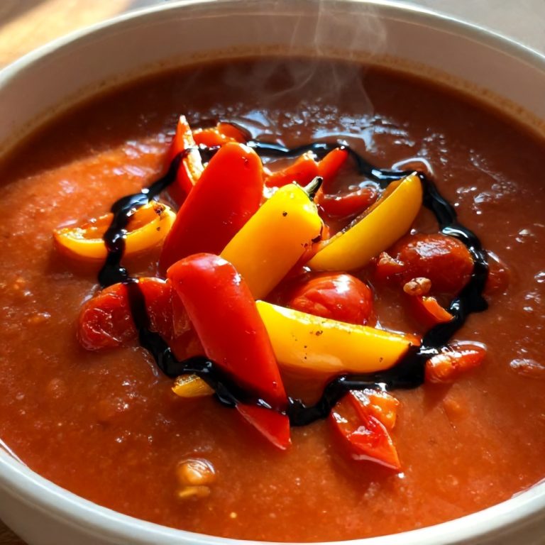 Chilled Mediterranean Tomato and Roasted Pepper Soup