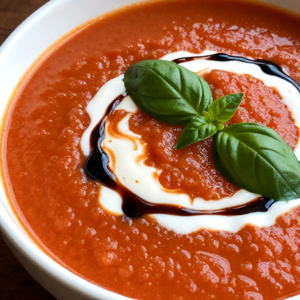 Chilled Roasted Tomato Basil Soup