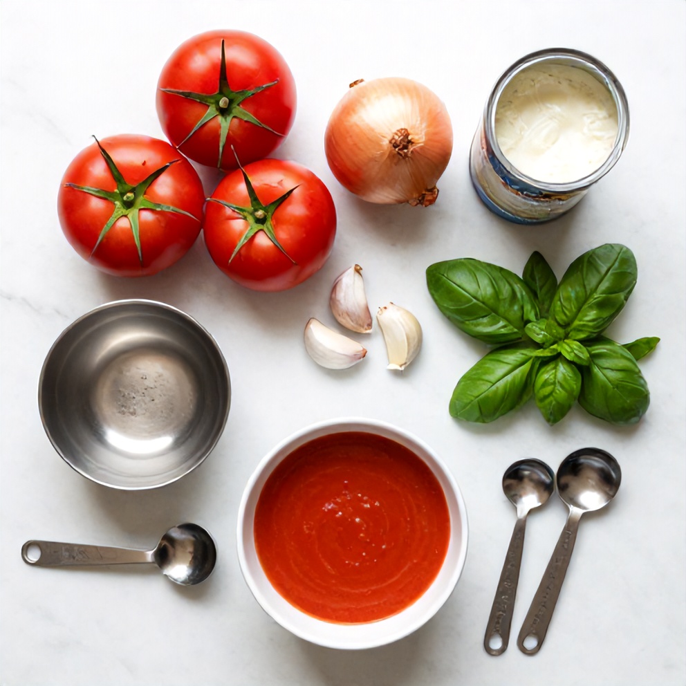 Ingredients for Chilled Roasted Tomato Basil Soup