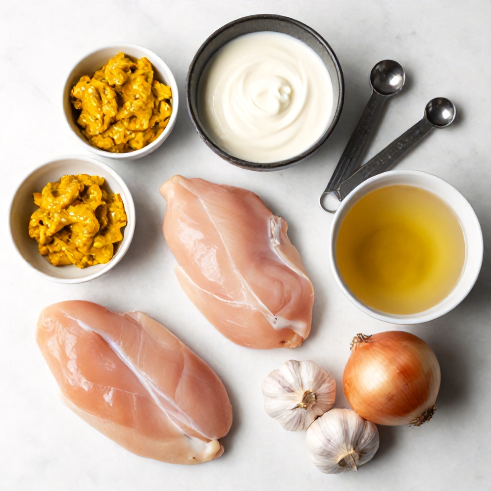 Raw ingredients for Creamy Ají Amarillo Chicken with Easy Pan Sauce