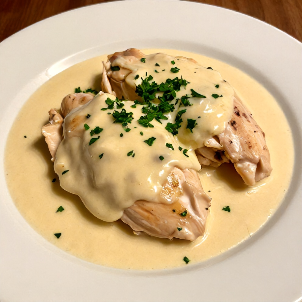 Plated serving of Creamy Boursin Chicken