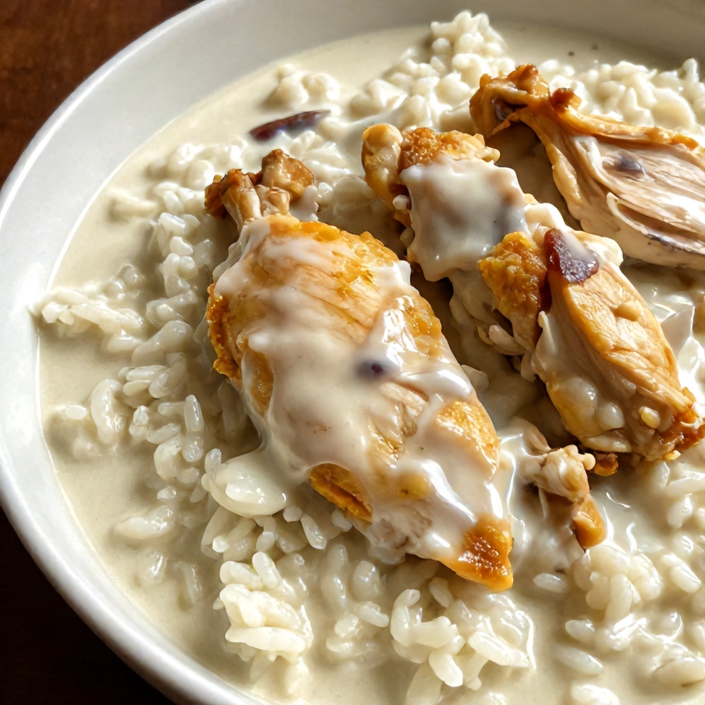 creamy coconut chicken brothy rice