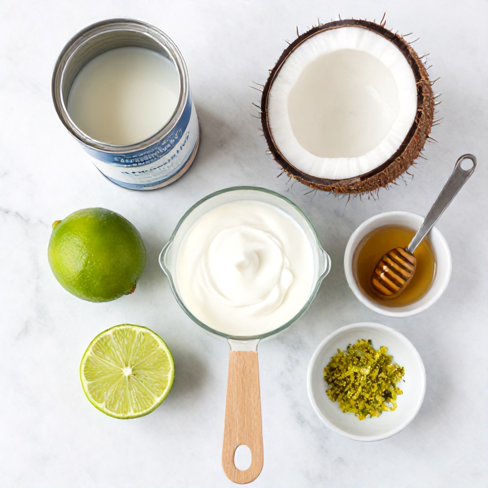 Raw ingredients for Coconut Key Lime Pie Smoothie