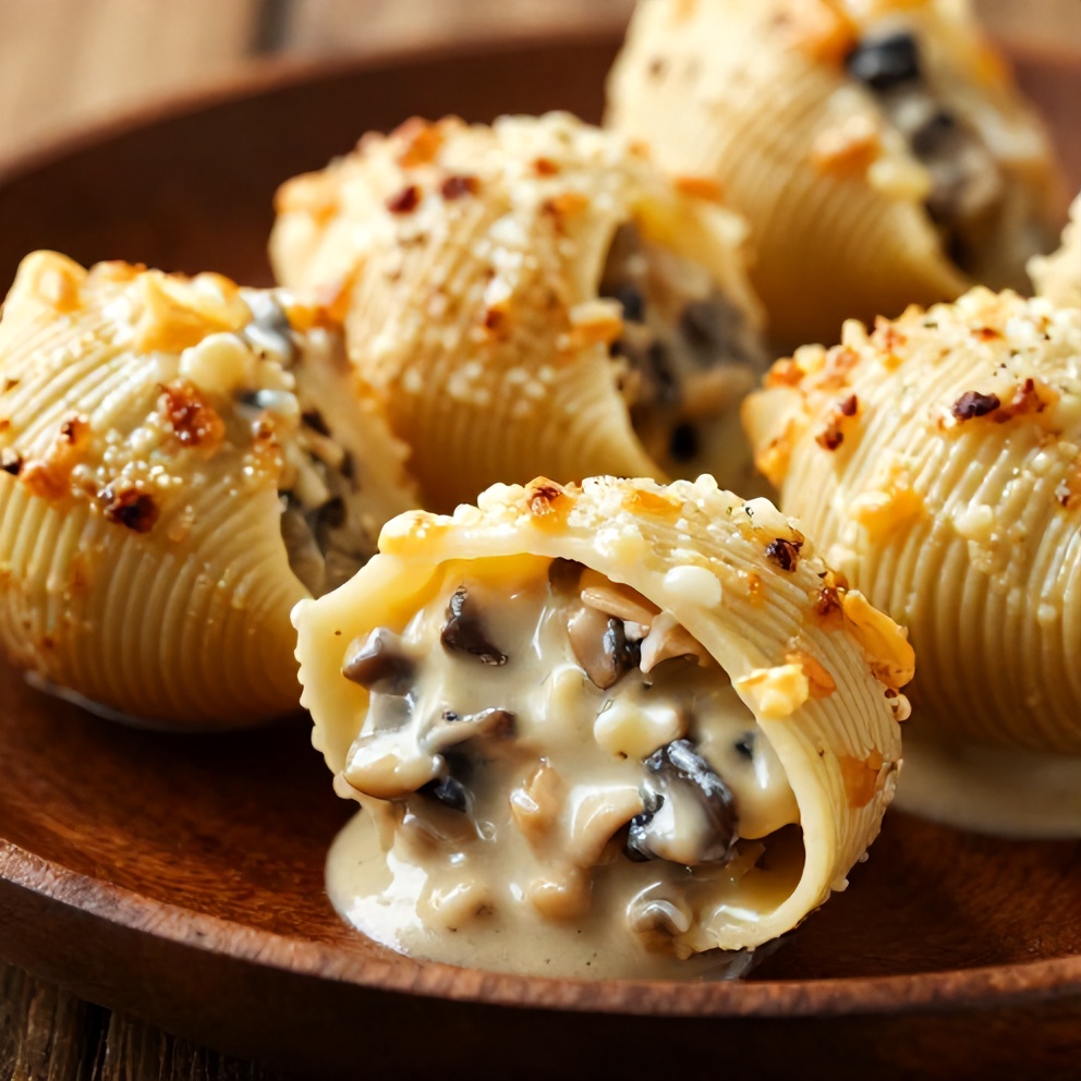 Creamy Garlic Mushroom Stuffed Shells