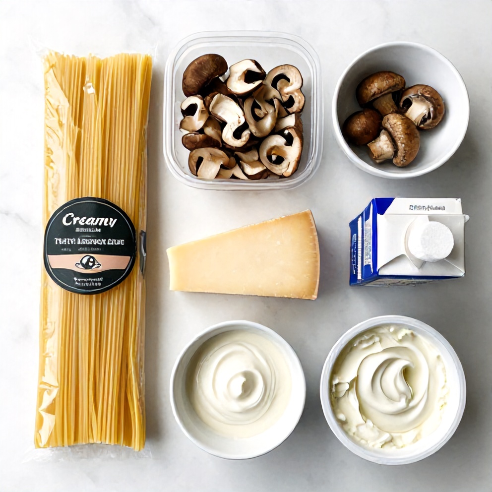 Raw Ingredients for Creamy Gorgonzola Truffle Mushroom Sauce for Pasta