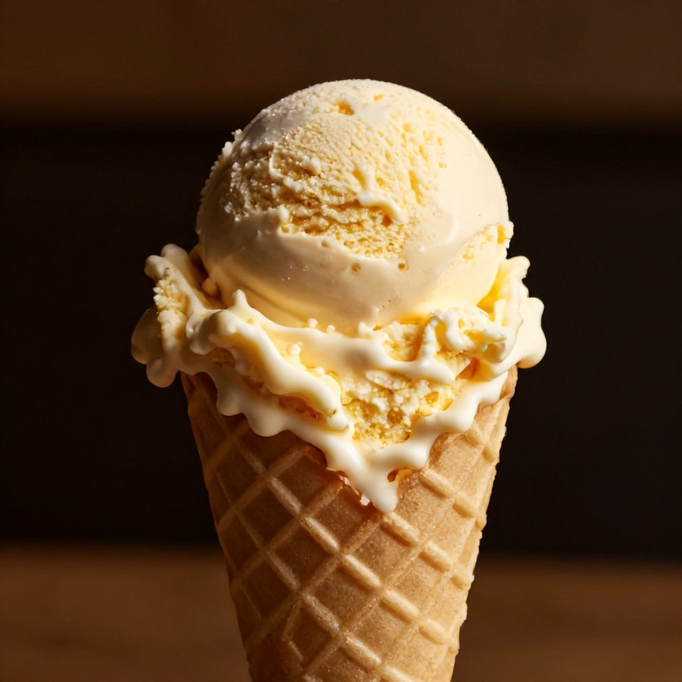 Scoop of Creamy Honey Lavender Ice Cream on a cone