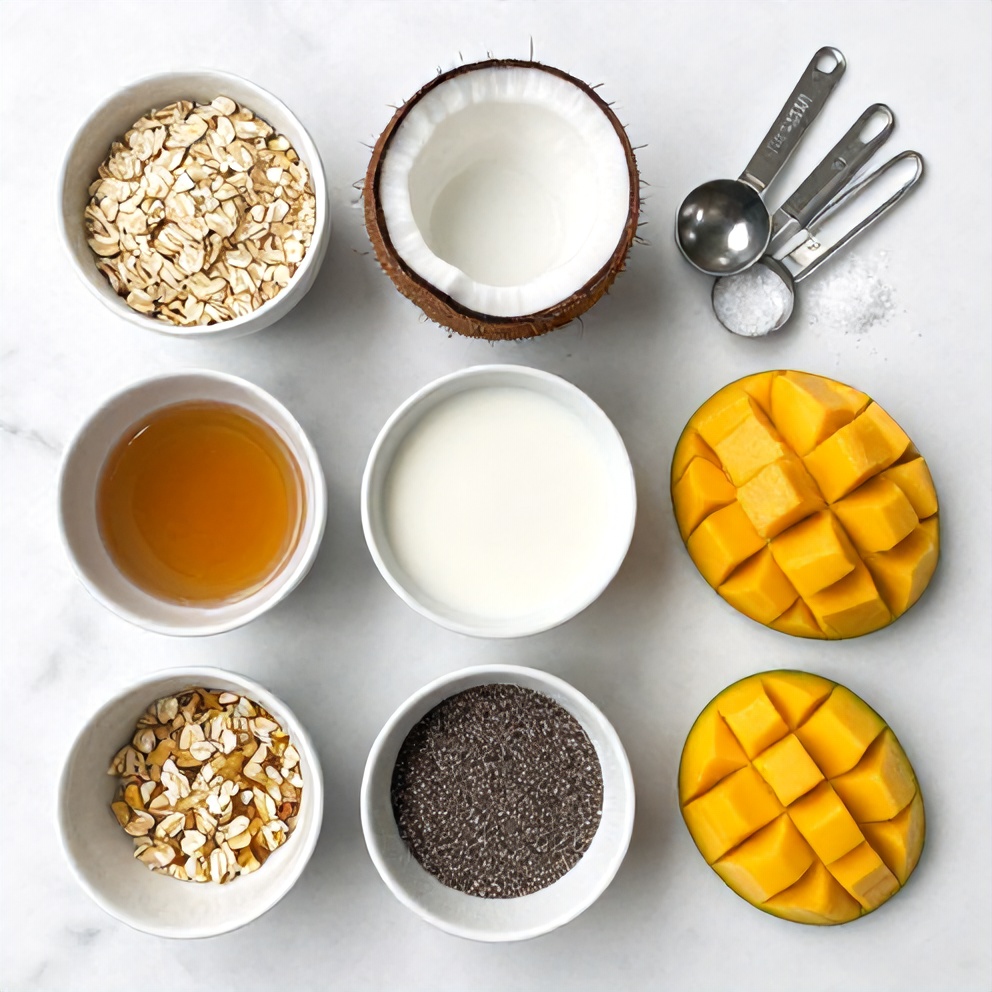 Raw ingredients for Pandan Coconut Overnight Oats