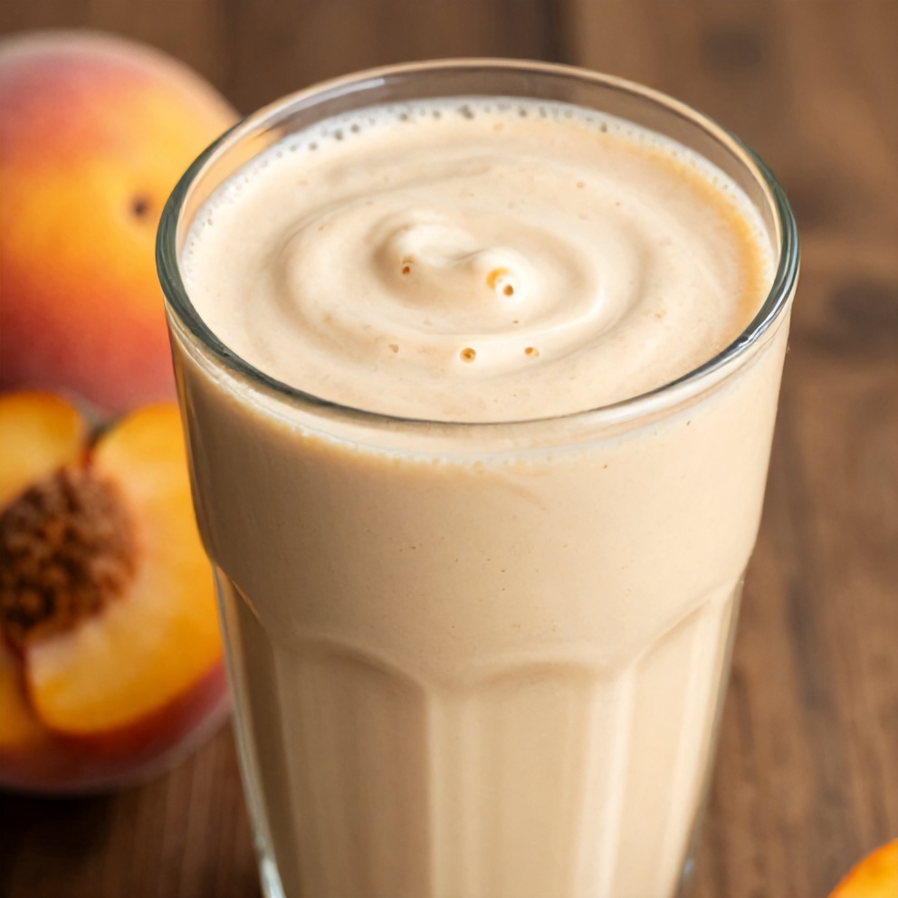Creamy Peach Protein Shake ready to serve