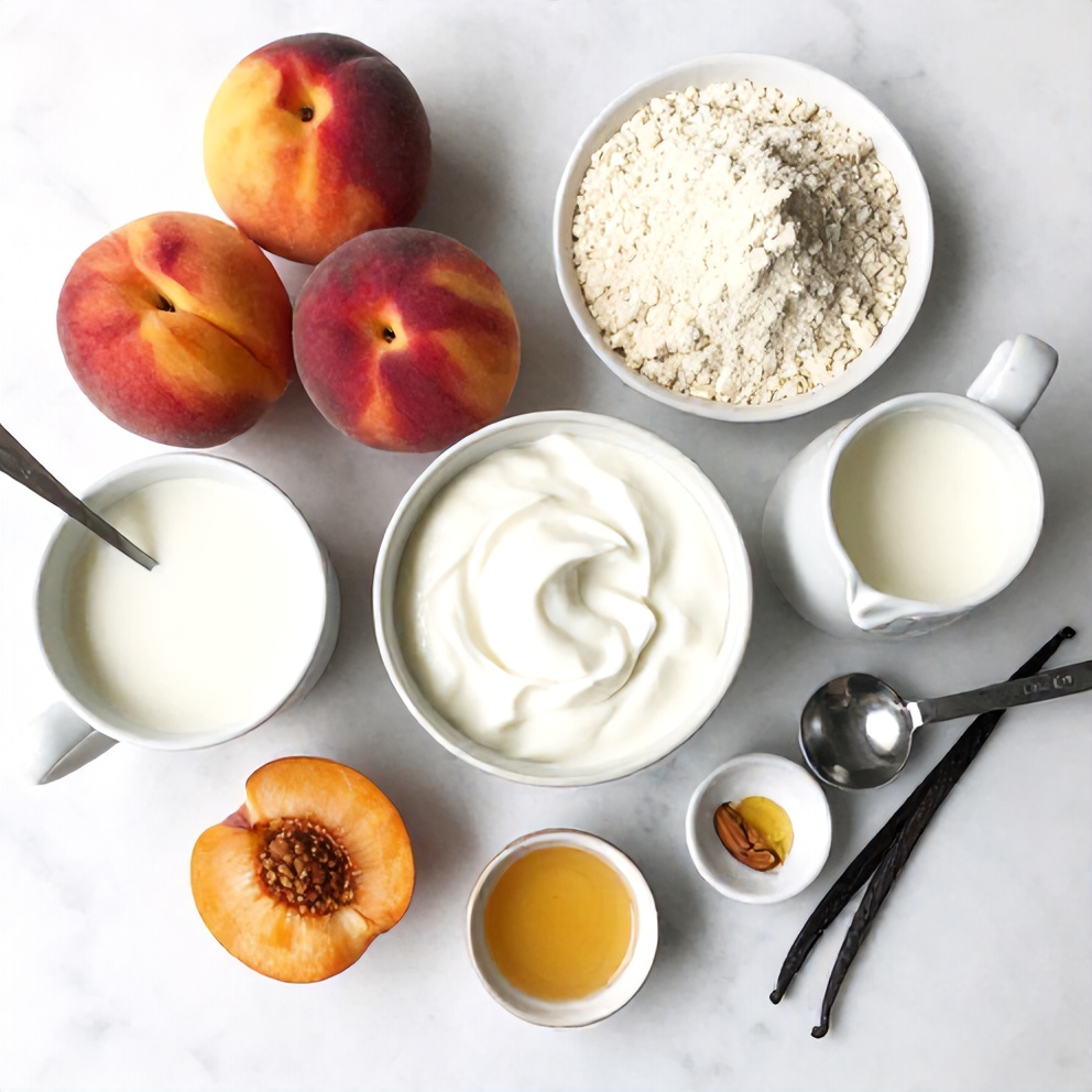 Raw ingredients for Peach Protein Shake