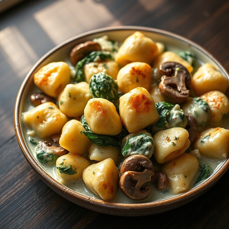 Creamy Spinach Mushroom Gnocchi