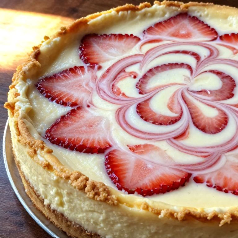 Creamy Strawberry Swirl Cheesecake