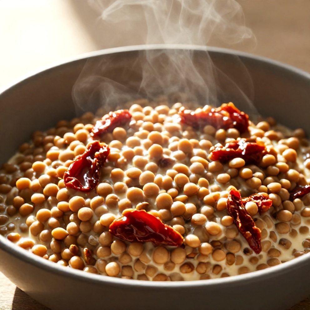 creamy sundried tomato lentils