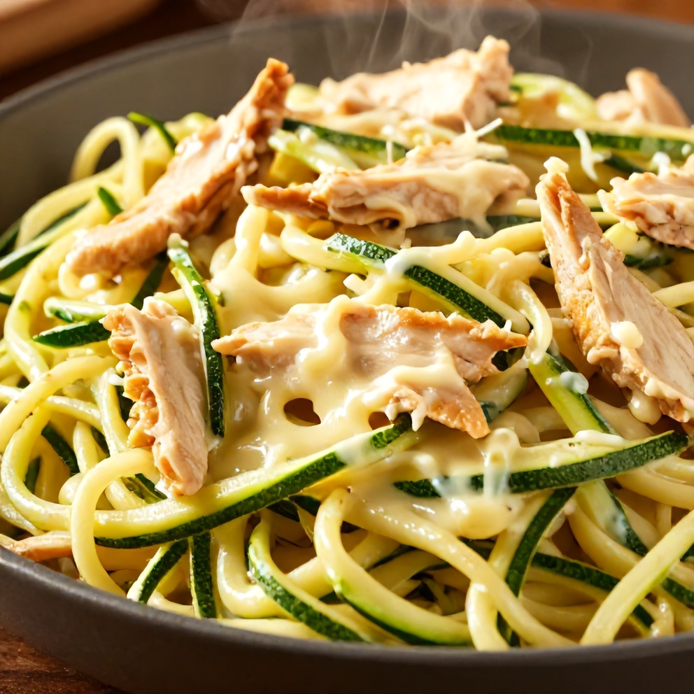 Creamy Zucchini Noodle Chicken Alfredo