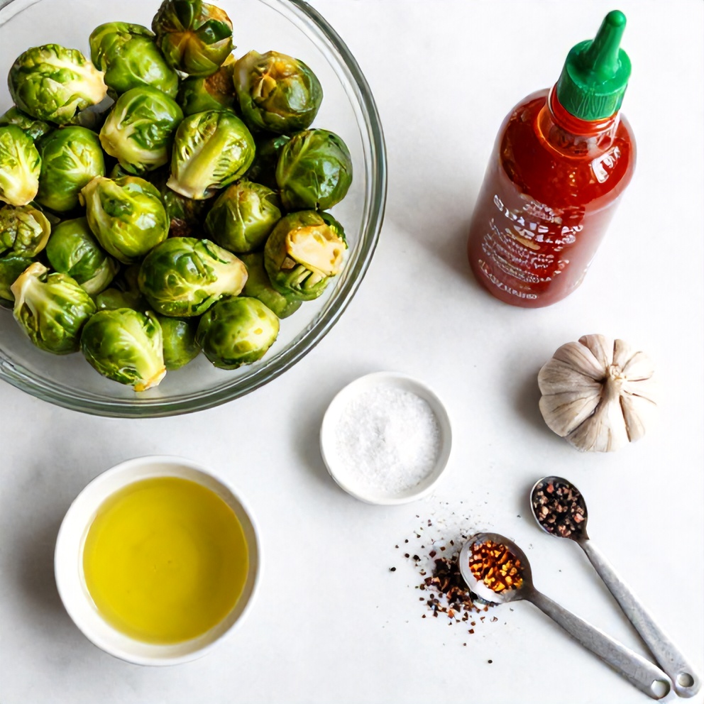 Raw ingredients for Air Fryer Brussels Sprouts