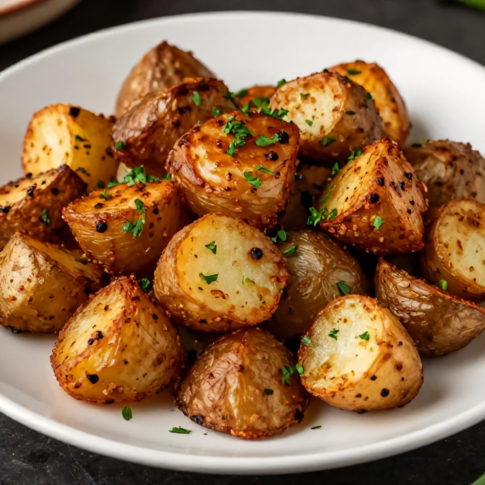 Crispy Air Fryer Smashed Potatoes Close Up
