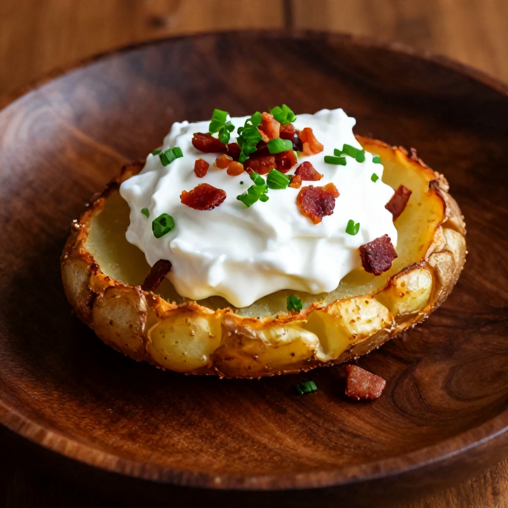 Plated crispy baked potato skins