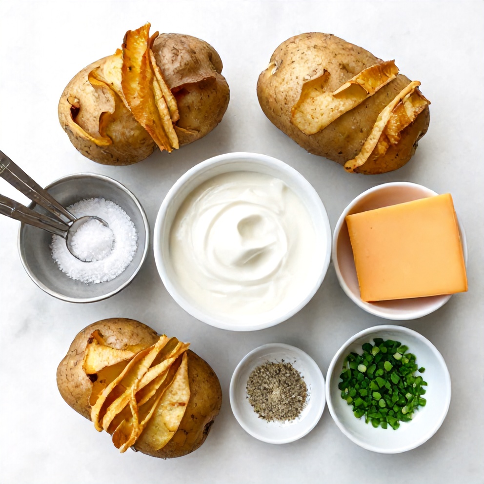 Raw ingredients for crispy baked potato skins