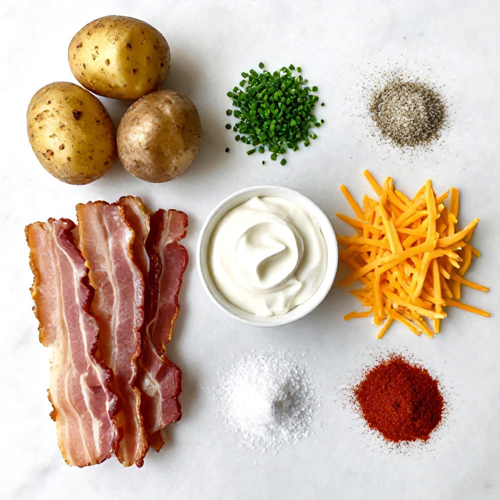 Raw Ingredients for Cheesy Bacon Potato Skins