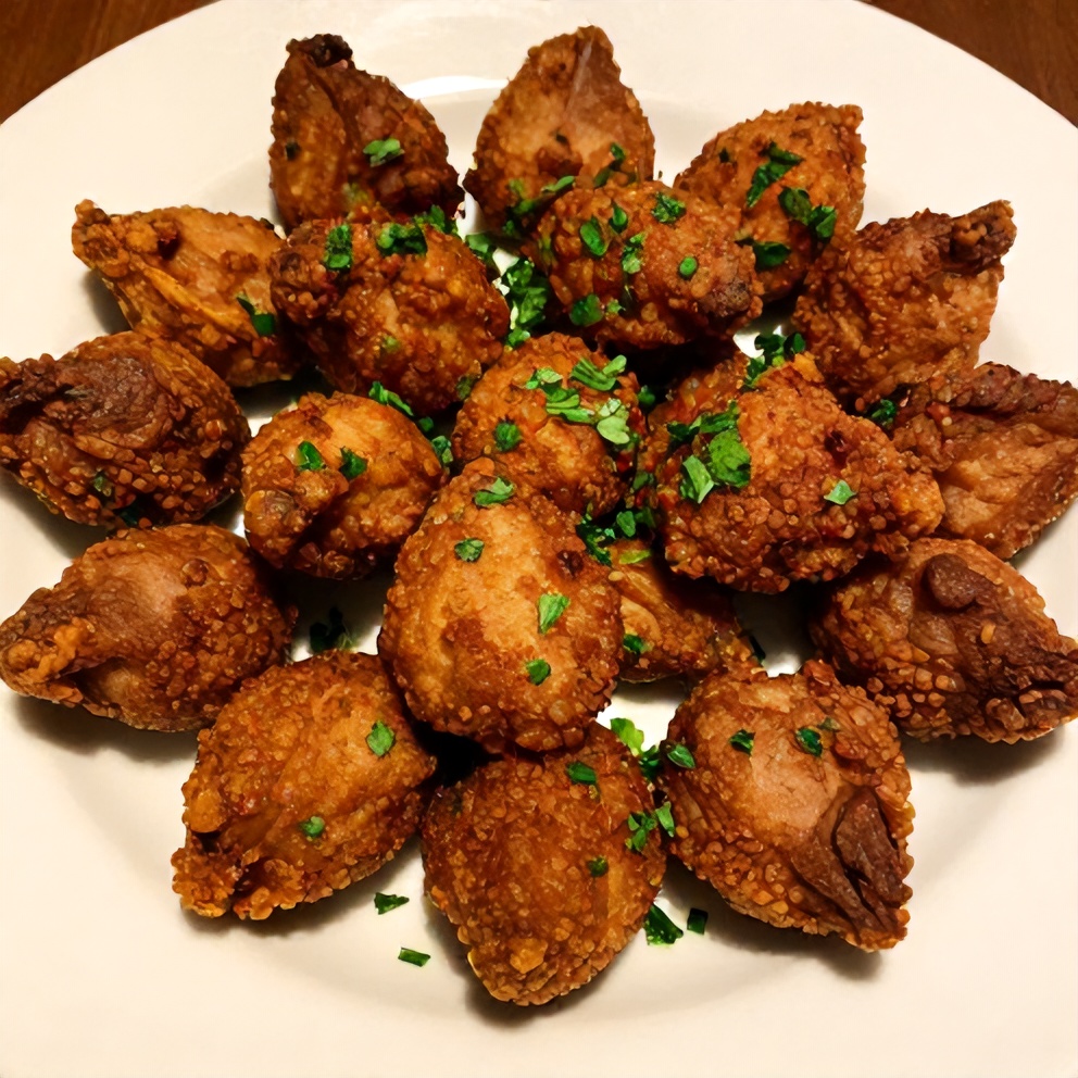Plated serving of Crispy Deer Tenderloin Jalapeño Poppers with fresh parsley