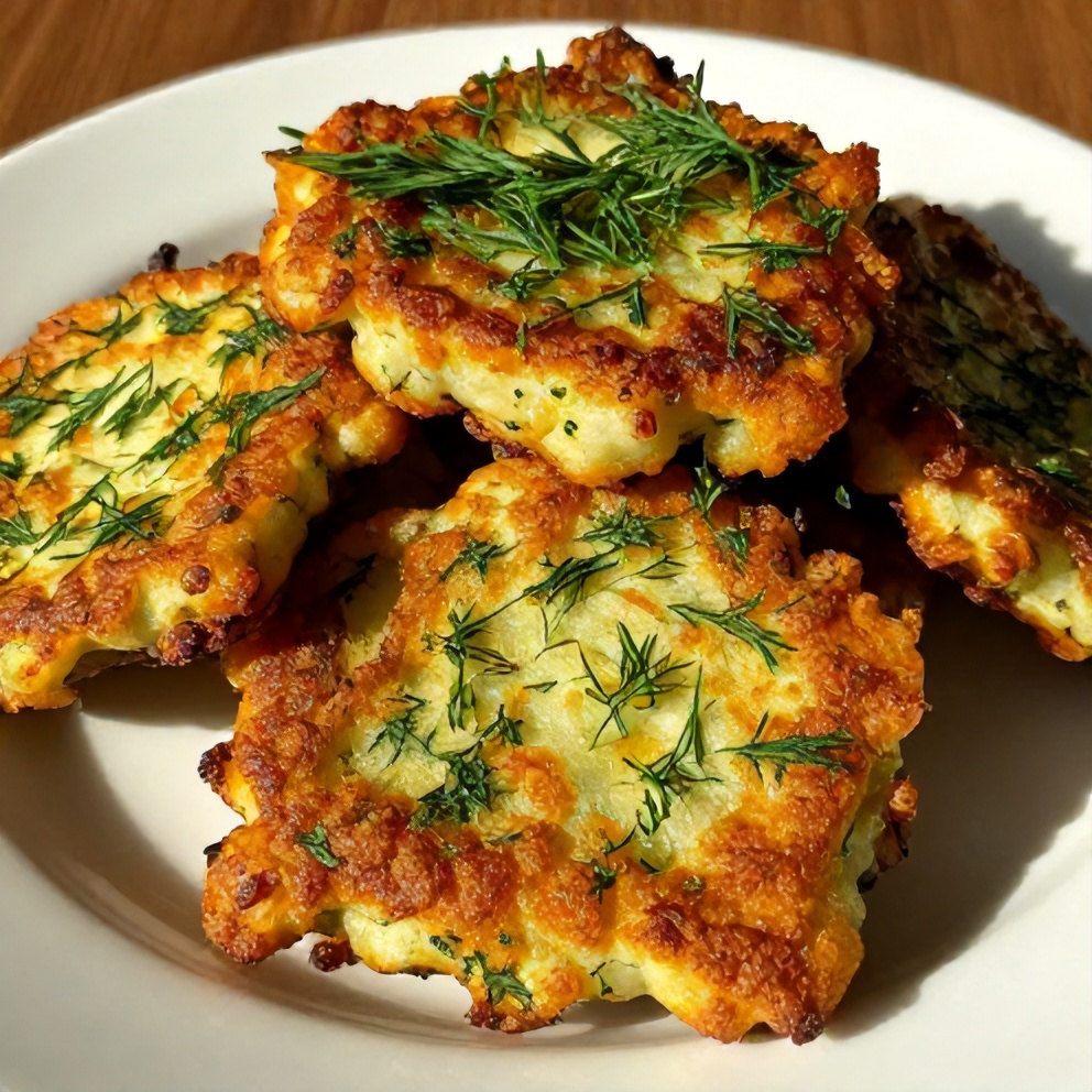 Close-up of crispy dill pickle fritters