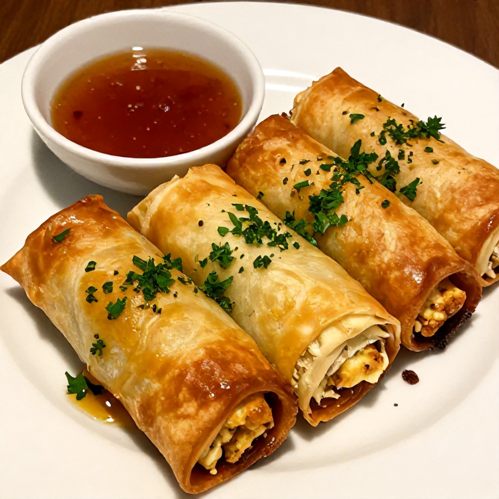 Crispy Feta Phyllo Rolls with Sweet Chili Honey Sauce
