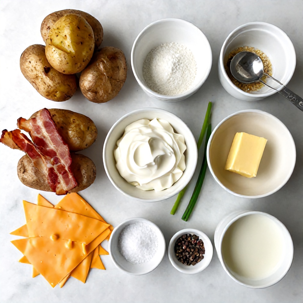 Raw Ingredients for Crispy Loaded Baked Potatoes