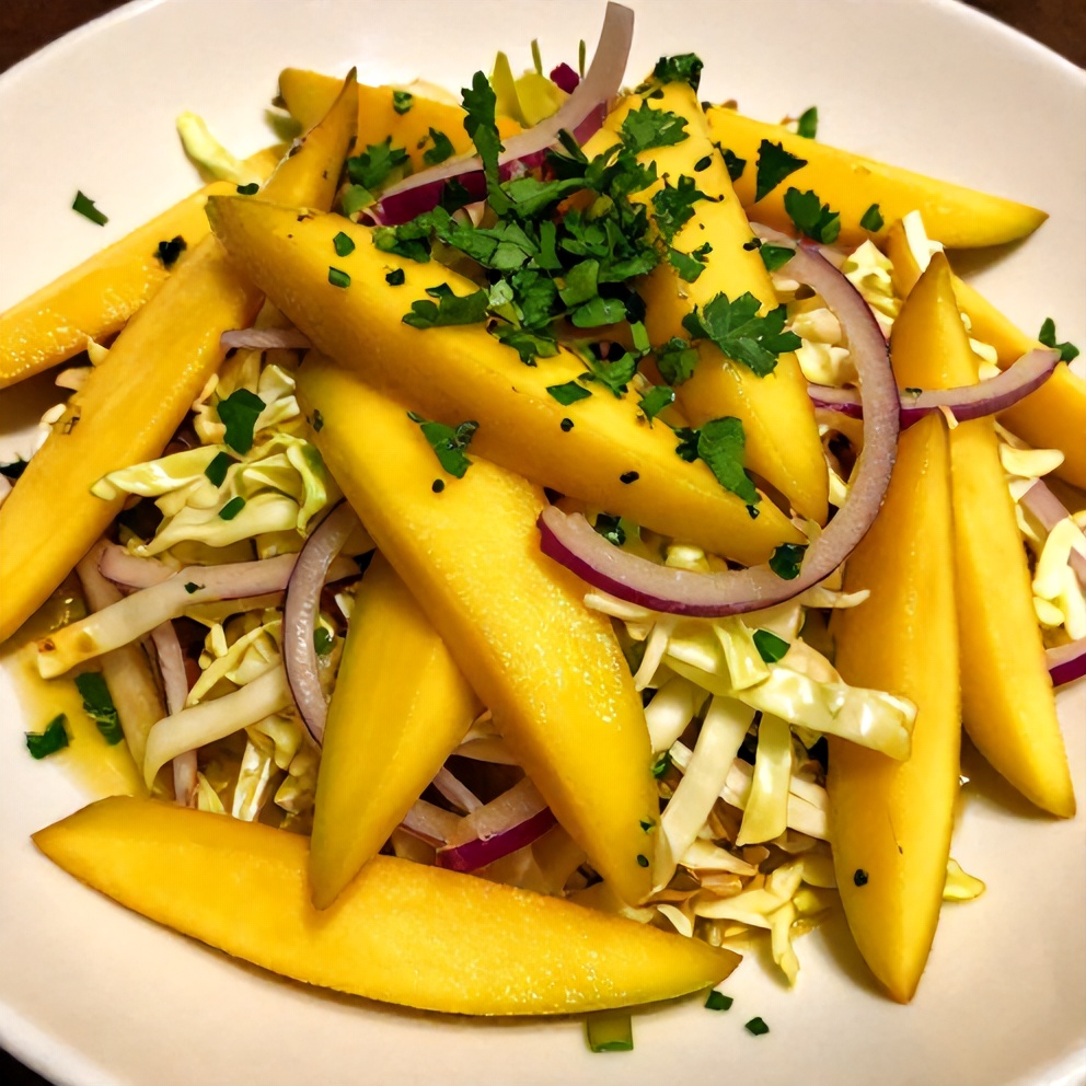 Crispy Mango Slaw with Lime Honey Dressing