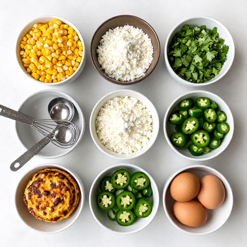 Raw ingredients for Mexican Street Corn Fritters