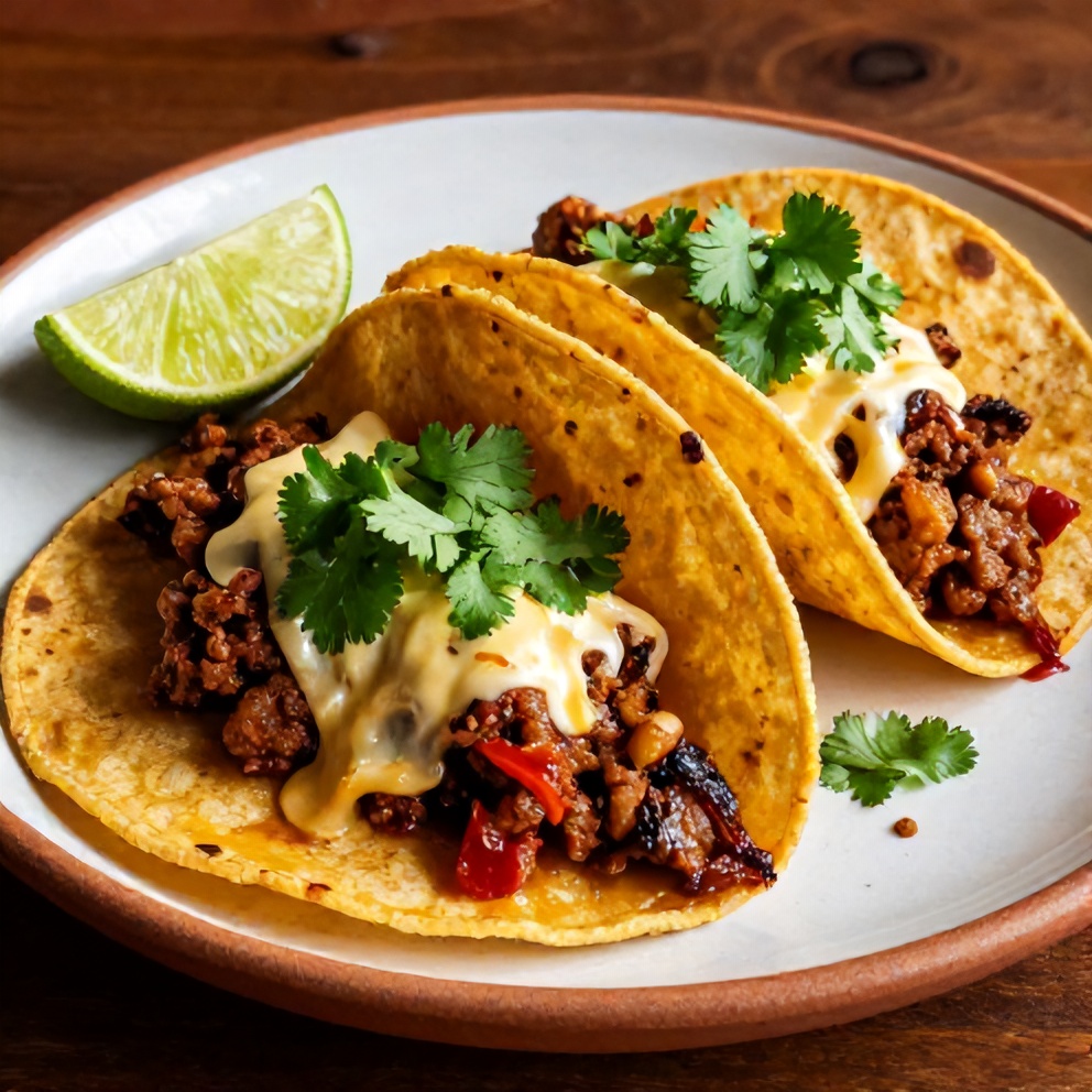 Plated Pot Birria Tacos on a rustic plate