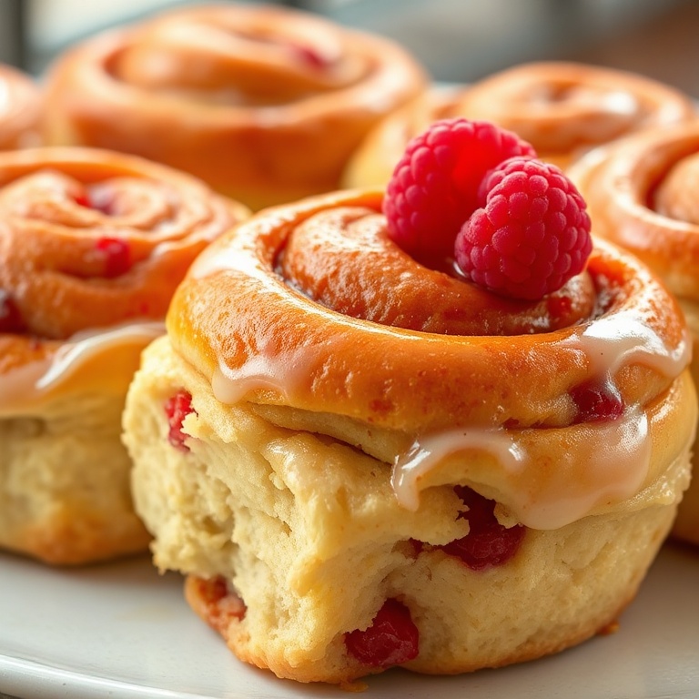 Crispy Raspberry Cinnamon Rolls