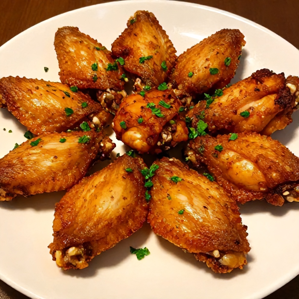 Plated Crispy Spicy Oven Baked Chicken Wings