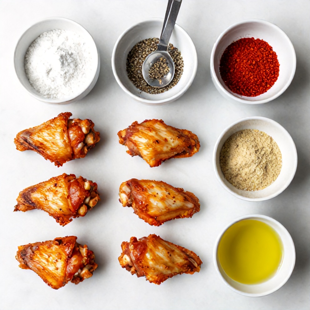 Raw Ingredients for Crispy Spicy Oven Baked Chicken Wings