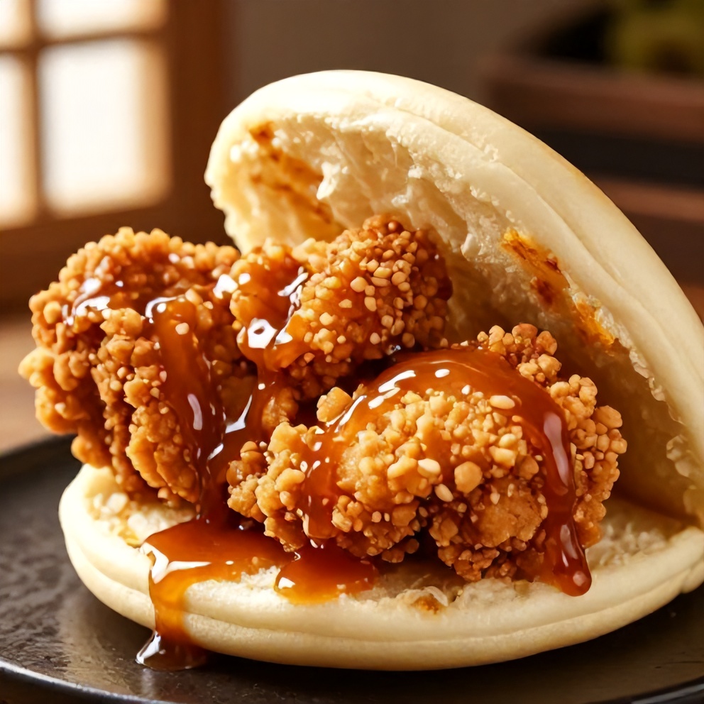crispy sticky chicken bao buns