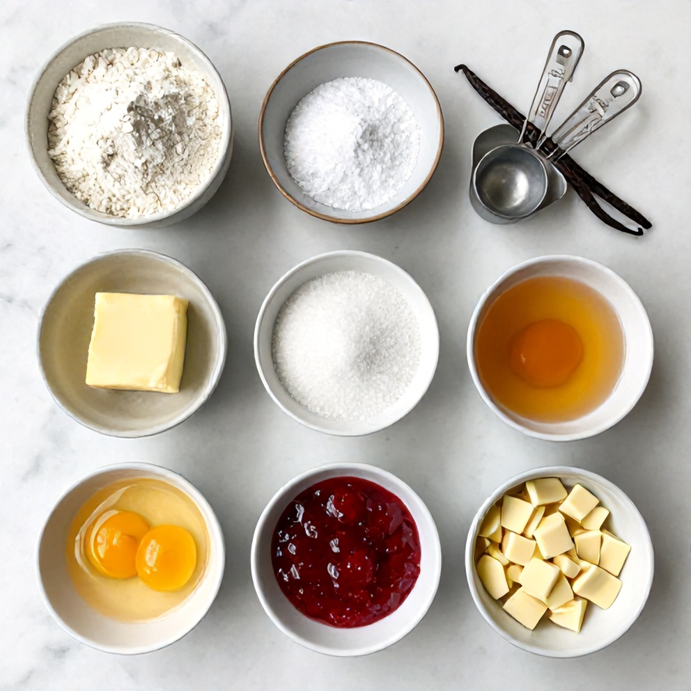 Raw ingredients for strawberry cheesecake cookies