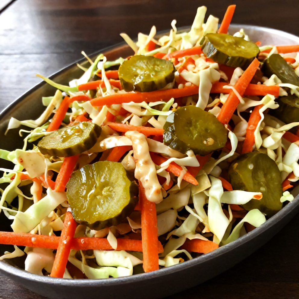 crispy sweet and spicy pickle slaw