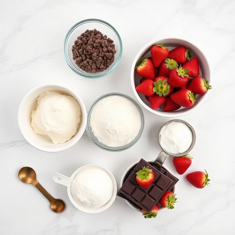 Ingredients for Decadent Strawberry Chocolate Cake