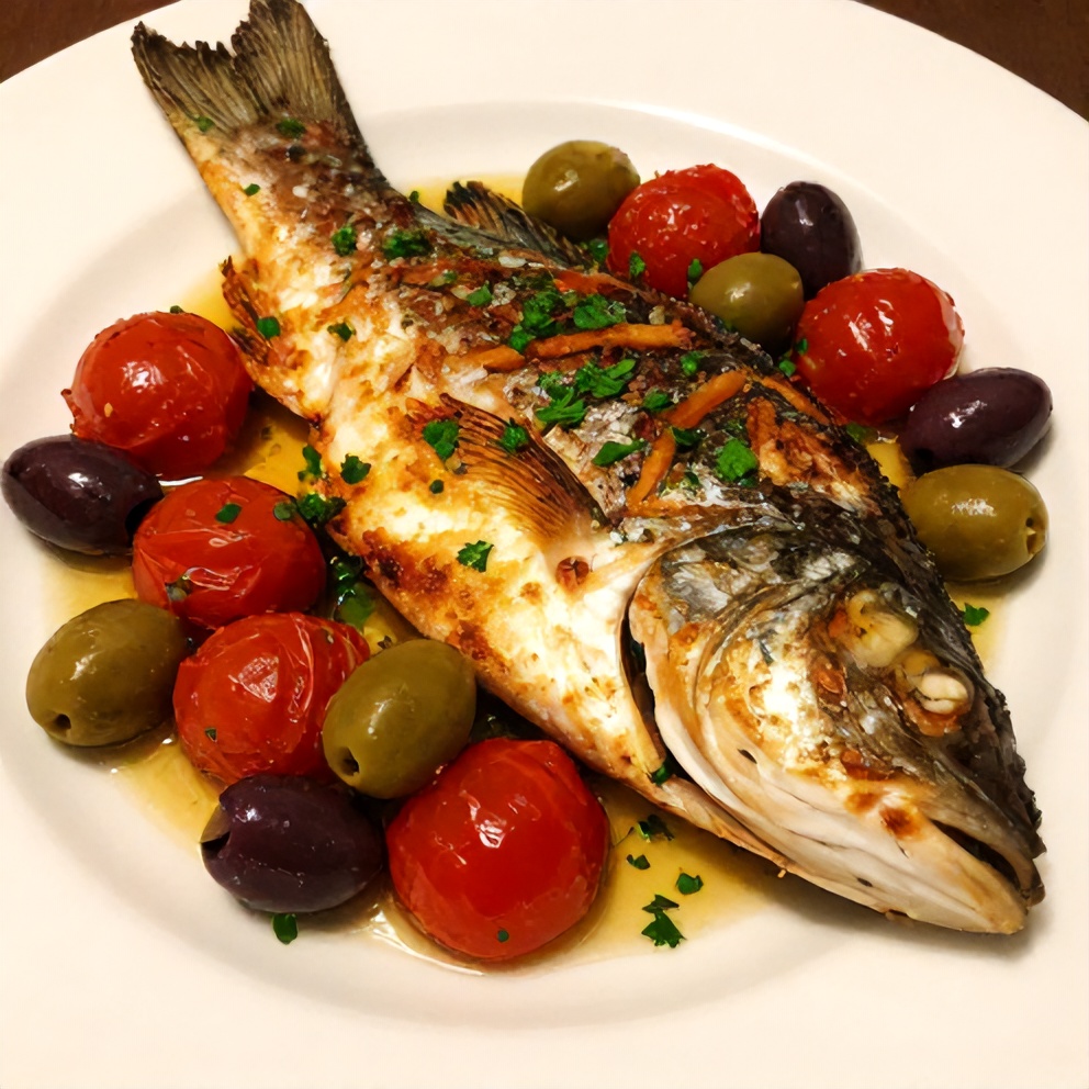 Plated Easy Baked Sea Bass