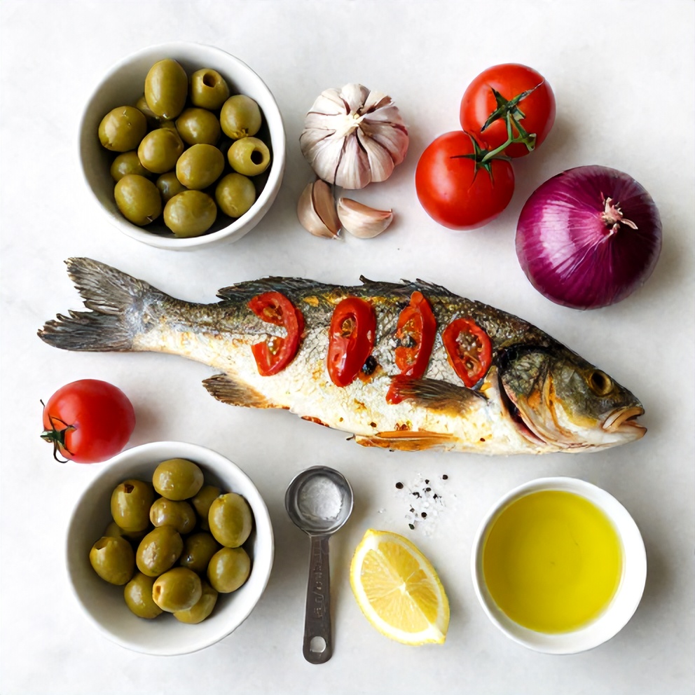 Raw Ingredients for Easy Baked Sea Bass