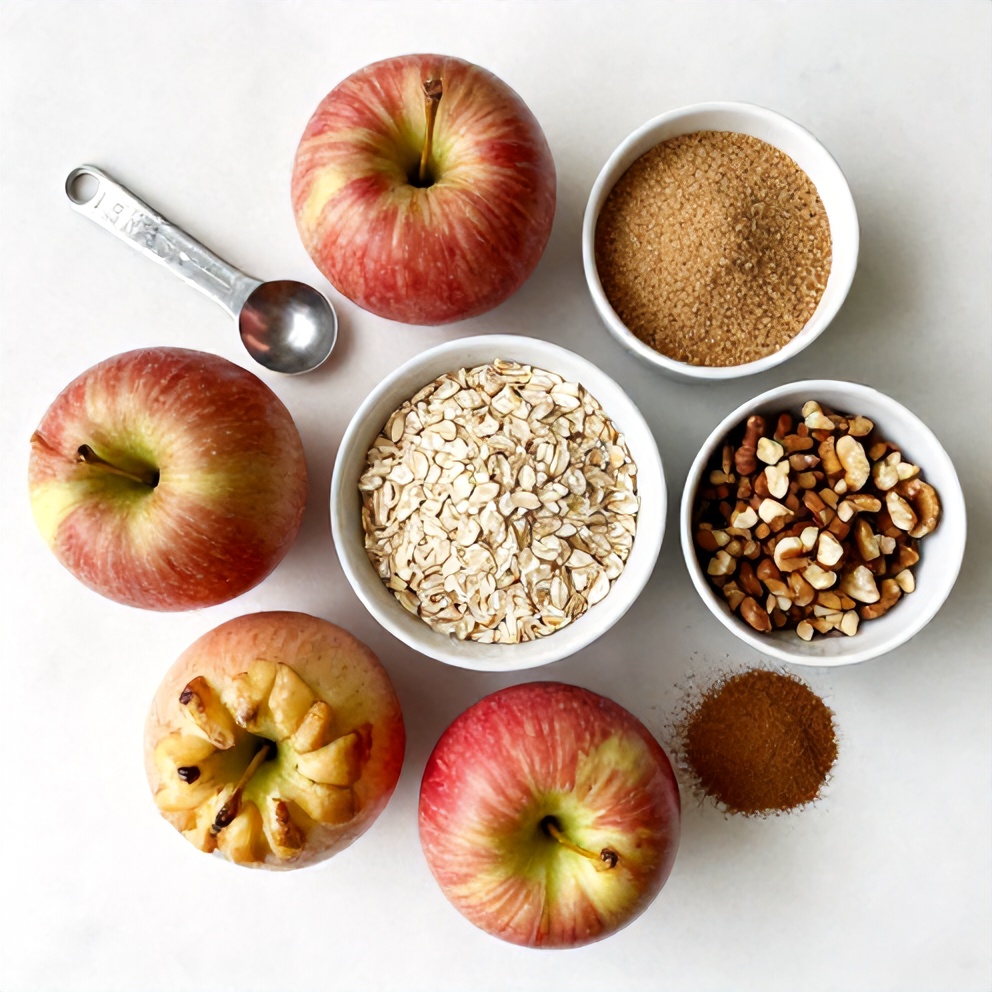 Raw ingredients for baked stuffed apples