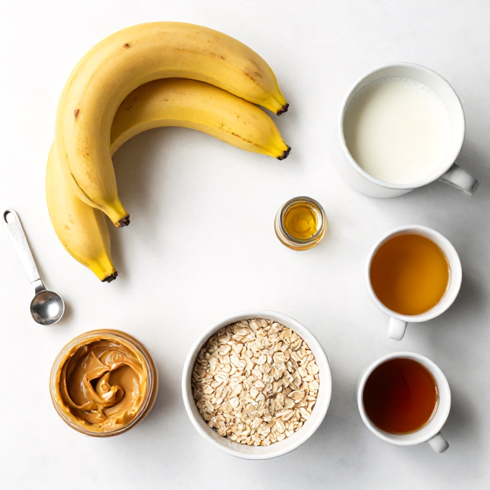 Ingredients for Banana Peanut Butter Oat Smoothie Bowl