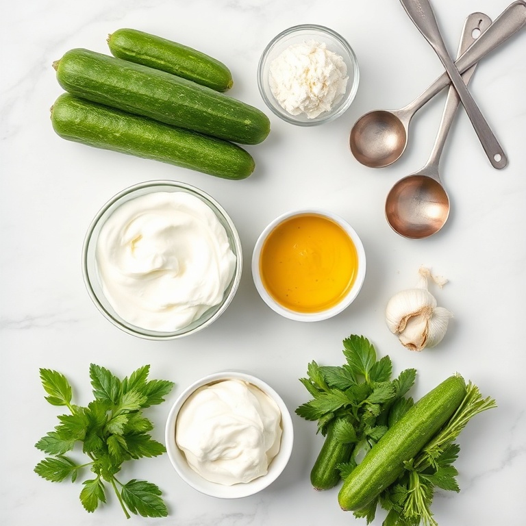 Cucumbers, mayonnaise, sour cream, dill, and garlic
