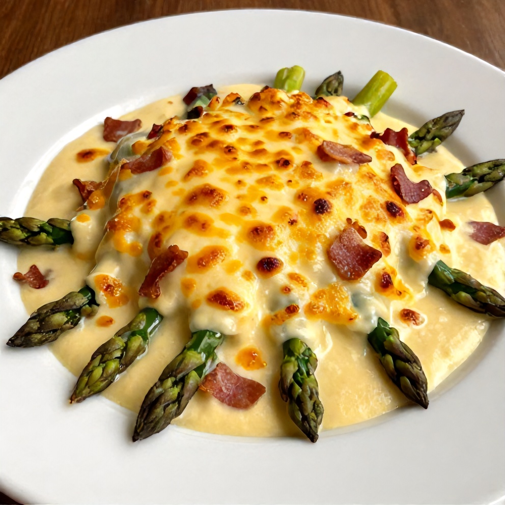 Plated Serving of Creamy Asparagus Casserole