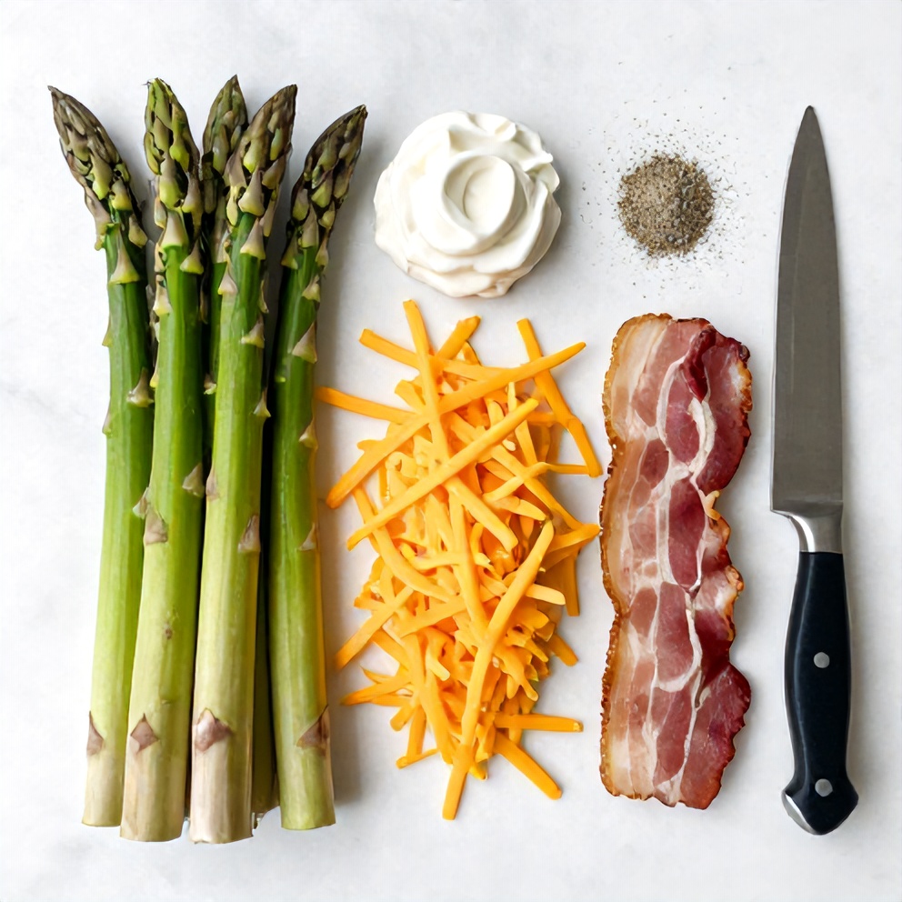 Raw Ingredients for Easy Cheesy Asparagus Casserole