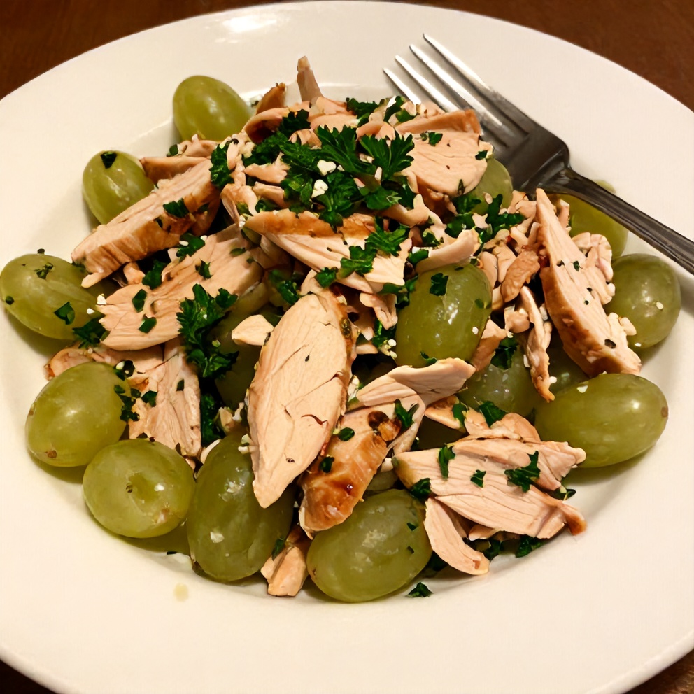 Plated Chicken Grape Salad with Fresh Herbs