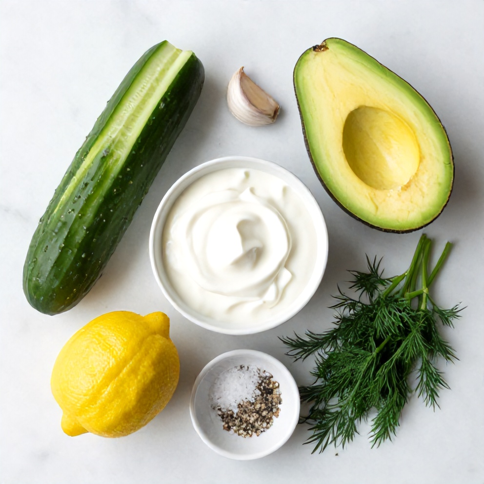 Raw Ingredients for Cucumber Avocado Soup