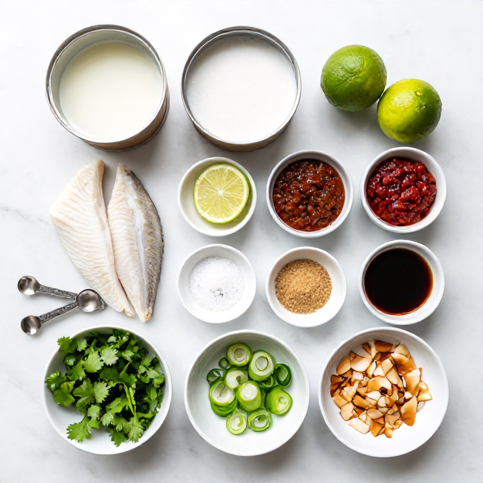 Raw Ingredients for Coconut Lime Fish Curry